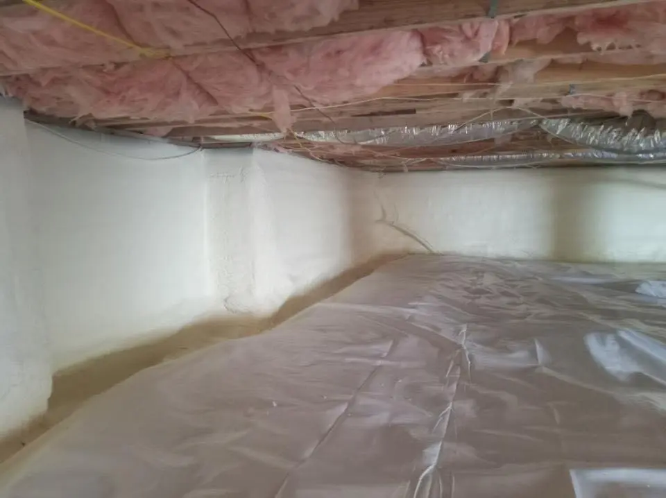 Crawl space encapsulation with closed-cell spray foam for Commercial Roof Restoration in Signal Mountain
